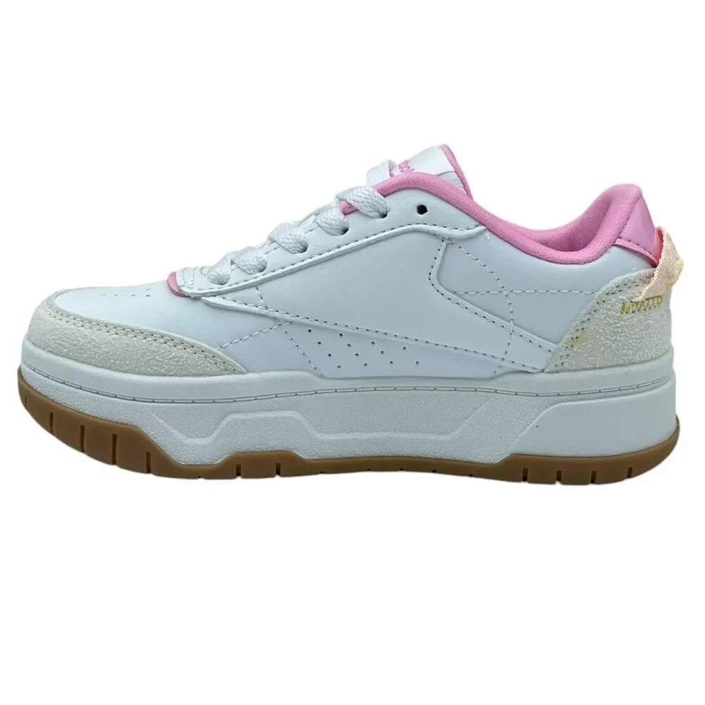 Reebok Tech Geo Little Girls Casual Sneakers Size 13 White/Beige/Pink‎ Lace up